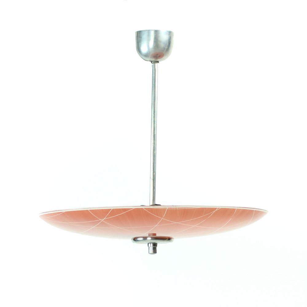 rote glas deckenlampe von napako 1960er 2