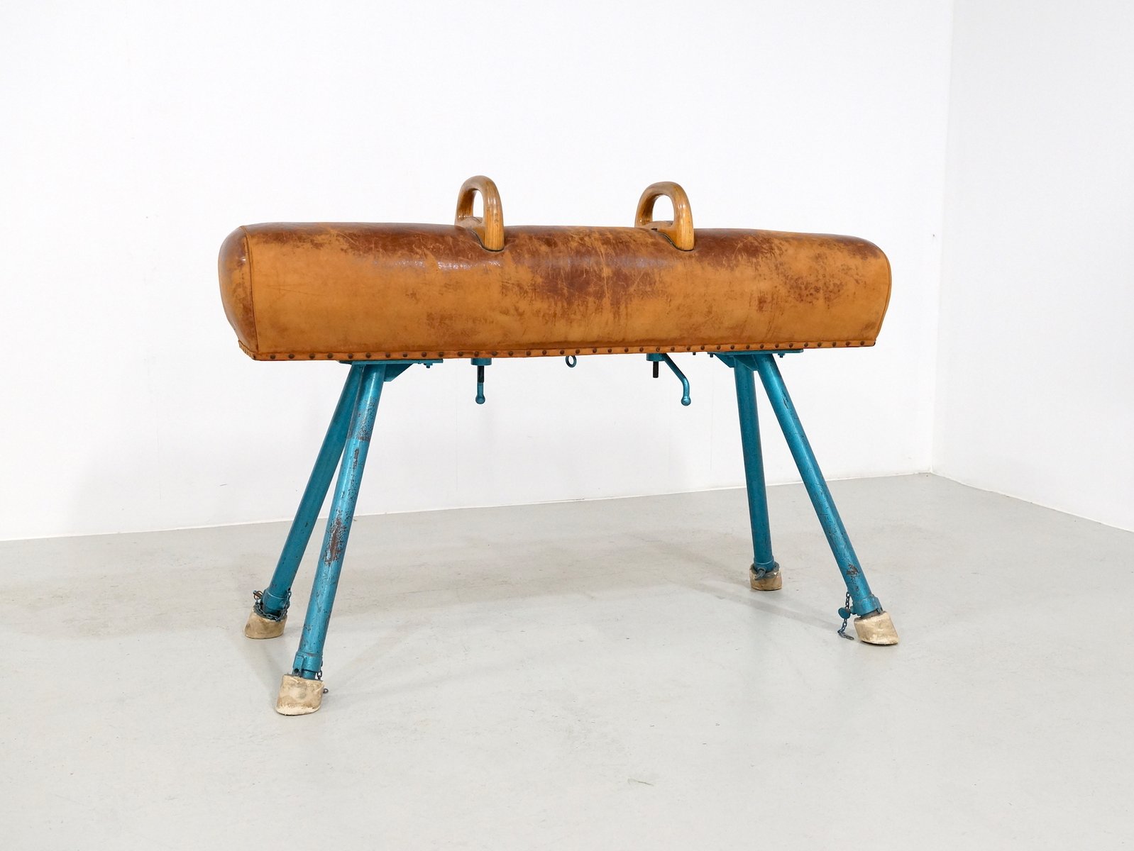 Vintage Pommel Horse on an Iron Base, 1950s for sale at Pamono