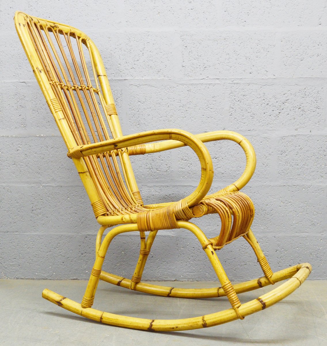 Bamboo Rocking Chair, 1970s for sale at Pamono