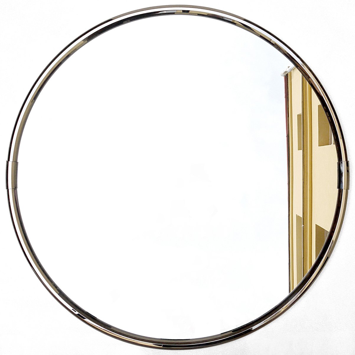 Round Mirror With Chrome Frame 1970s For At Pamono Round Mirror With Chrome Frame 1970s