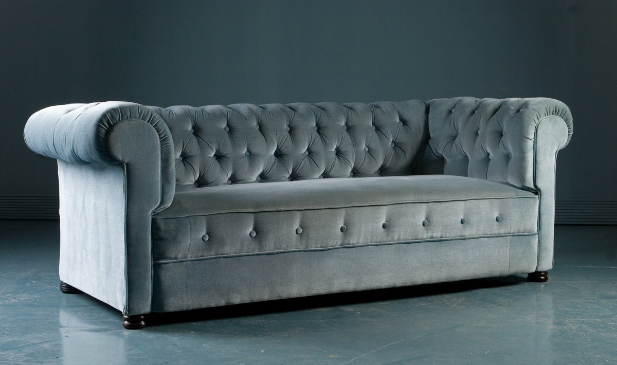Antique Chesterfield Style Sofa In Blue Velvet 1900s For At Pamono Antique Chesterfield Style Sofa In Blue Velvet 1900s