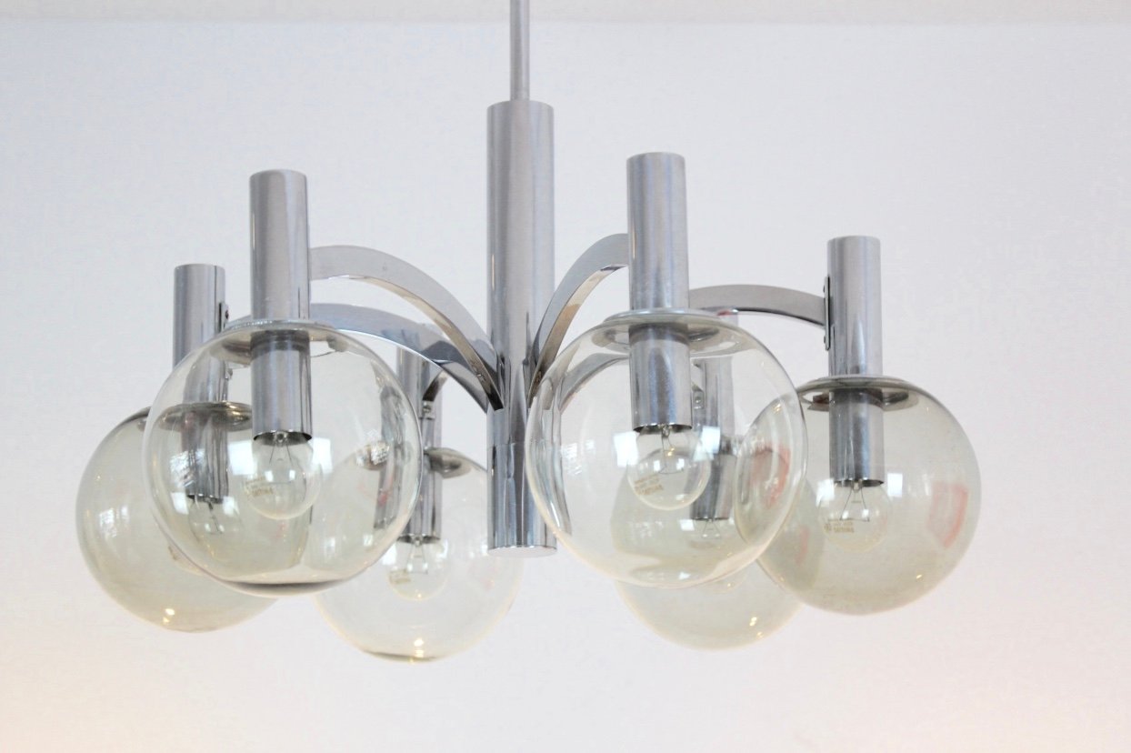 Vintage Chrome And Glass Chandelier From Kaiser Leuchten For At Vintage Chrome And Glass Chandelier From Kaiser Leuchten For At Pamono