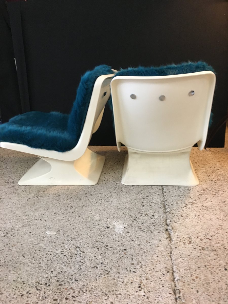 Vintage Duck Blue Shell Lounge Chairs By Albert Jacob For Vintage Duck Blue Shell Lounge Chairs By Albert Jacob For Grosfillex 1970s Set Of 2