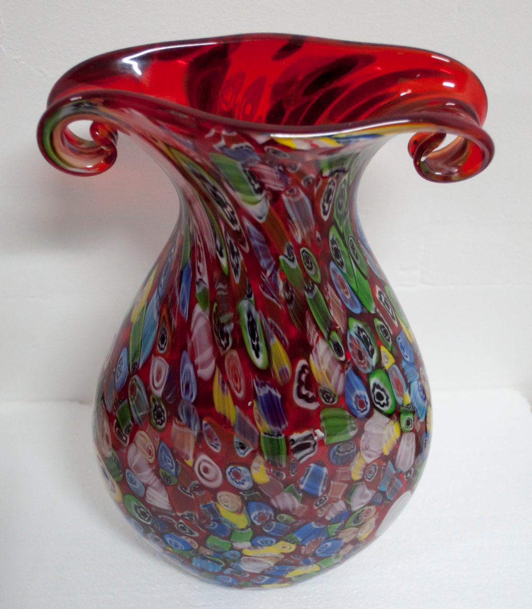 Vintage Italian Multicolored Murano Glass Vase From