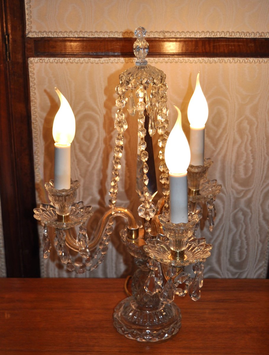 Vintage Crystal Candelabra Table Lamps, Set of 2 for sale at Pamono