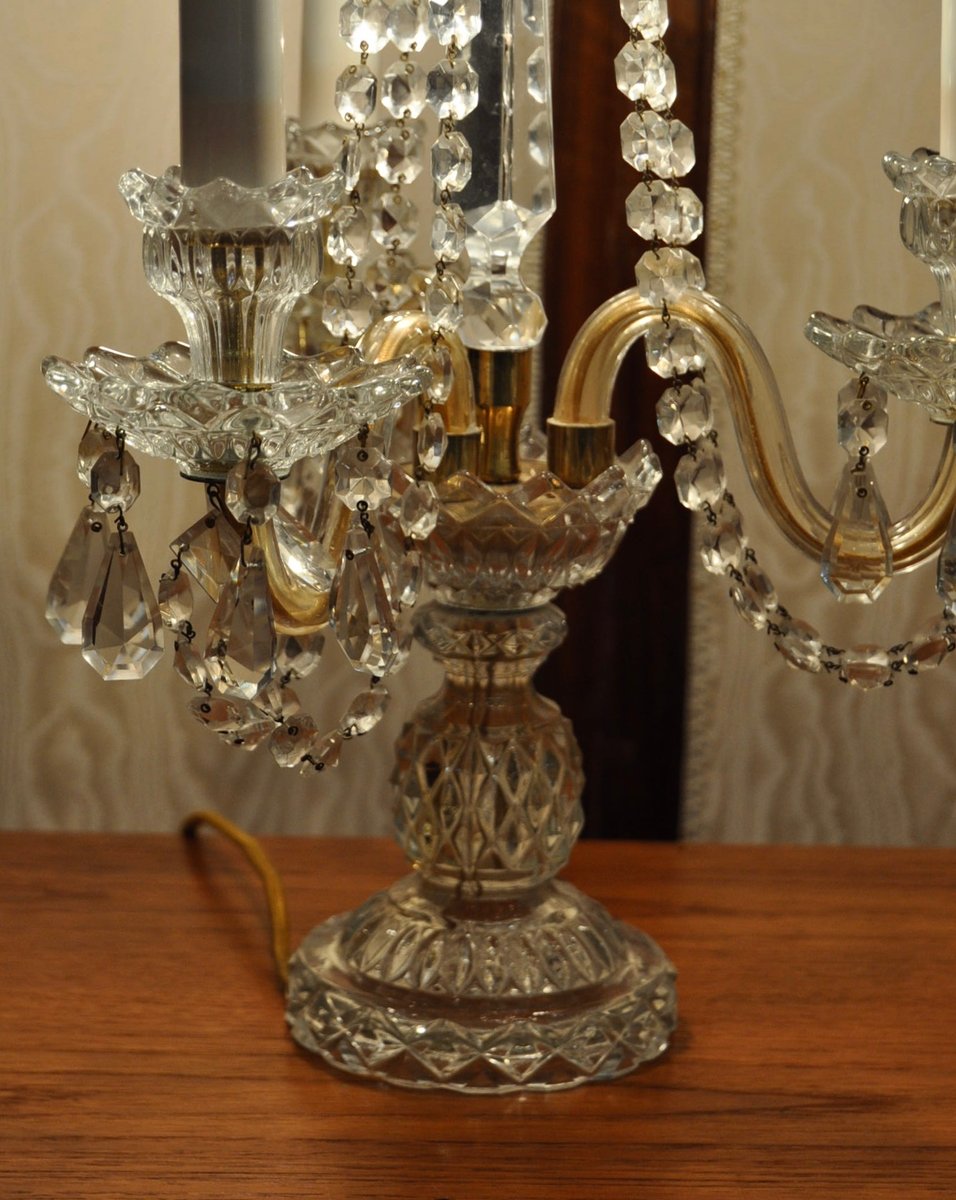 Vintage Crystal Candelabra Table Lamps, Set of 2 for sale at Pamono