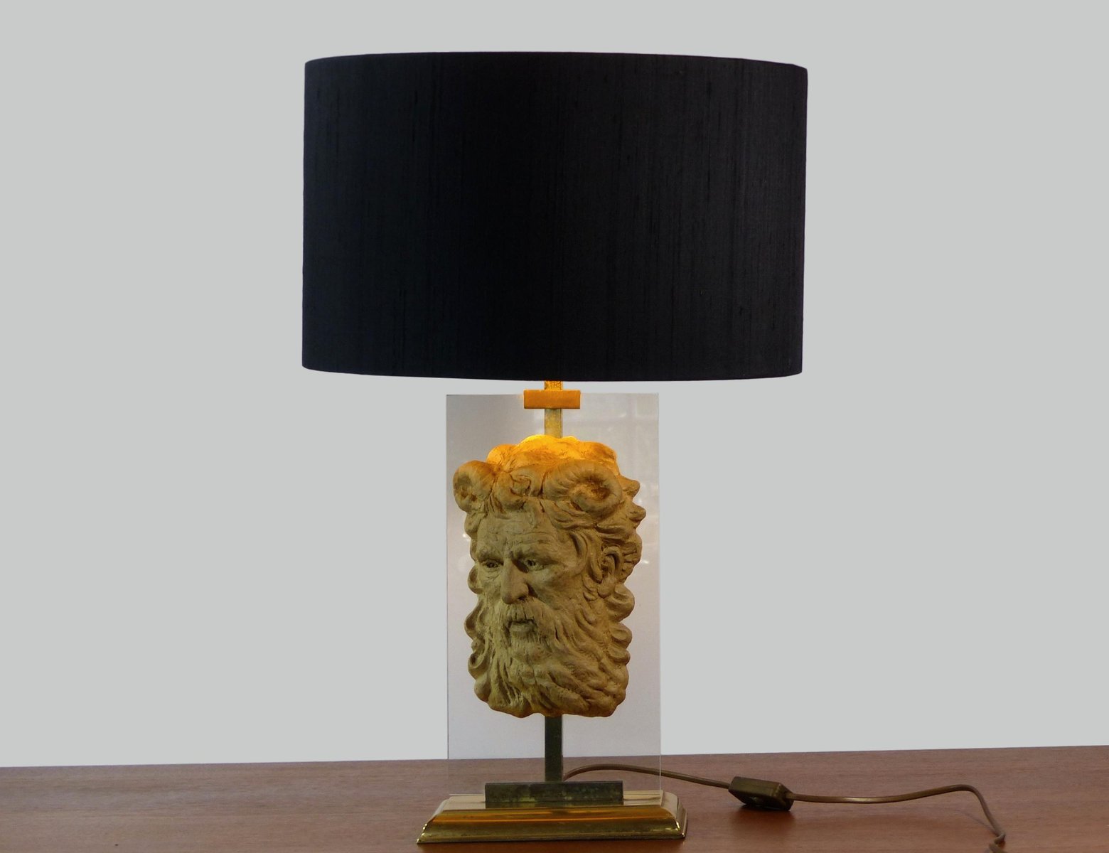 Vintage Neoclassical Style Table Lamp With Fawn S Mask