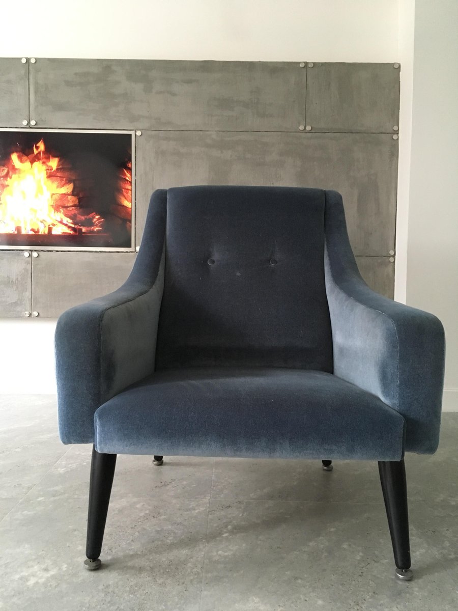 Vintage Blue Velvet Armchair For At Pamono Vintage Blue Velvet Armchair
