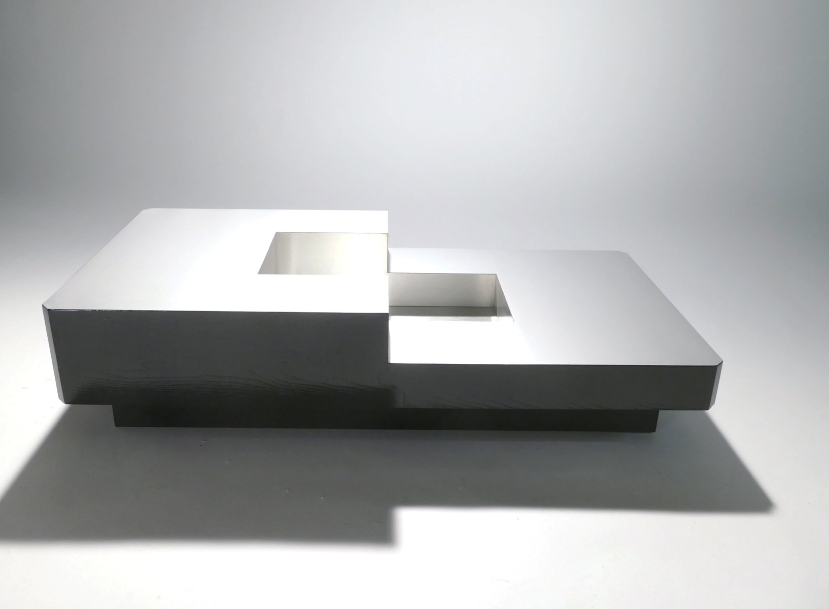 Lacquered Stainless Steel Coffee Table By Rizzo 1970s For Lacquered Stainless Steel Coffee Table By Rizzo 1970s
