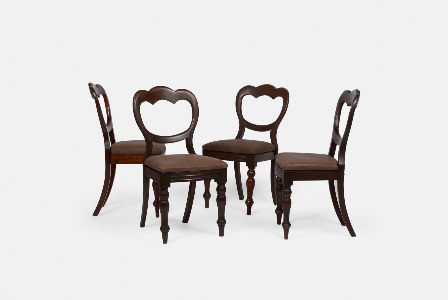 Antique Dining Chairs With Brown Leather Seats Set Of 4 For At Antique Dining Chairs With Brown Leather Seats Set Of 4 For At Pamono