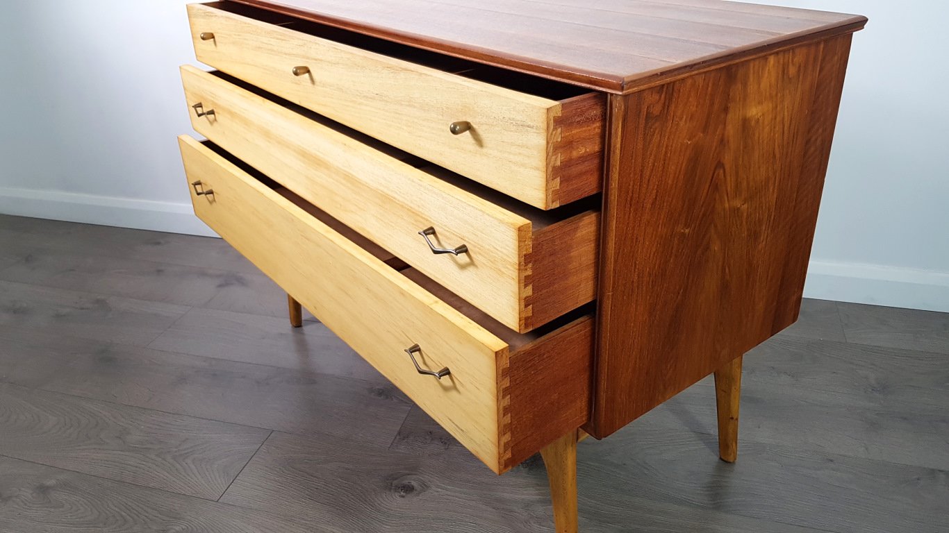 MidCentury Teak and Walnut Veneer Dresser by Alfred Cox for AC