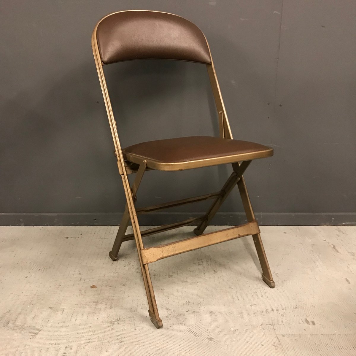 Vintage Folding Chair In Metal And Skai From Clarin For At Pamono
