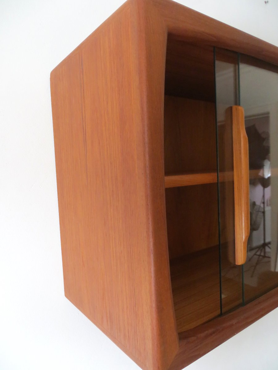 Mid-Century Modern Wall Shelf with Sliding Glass Doors ...