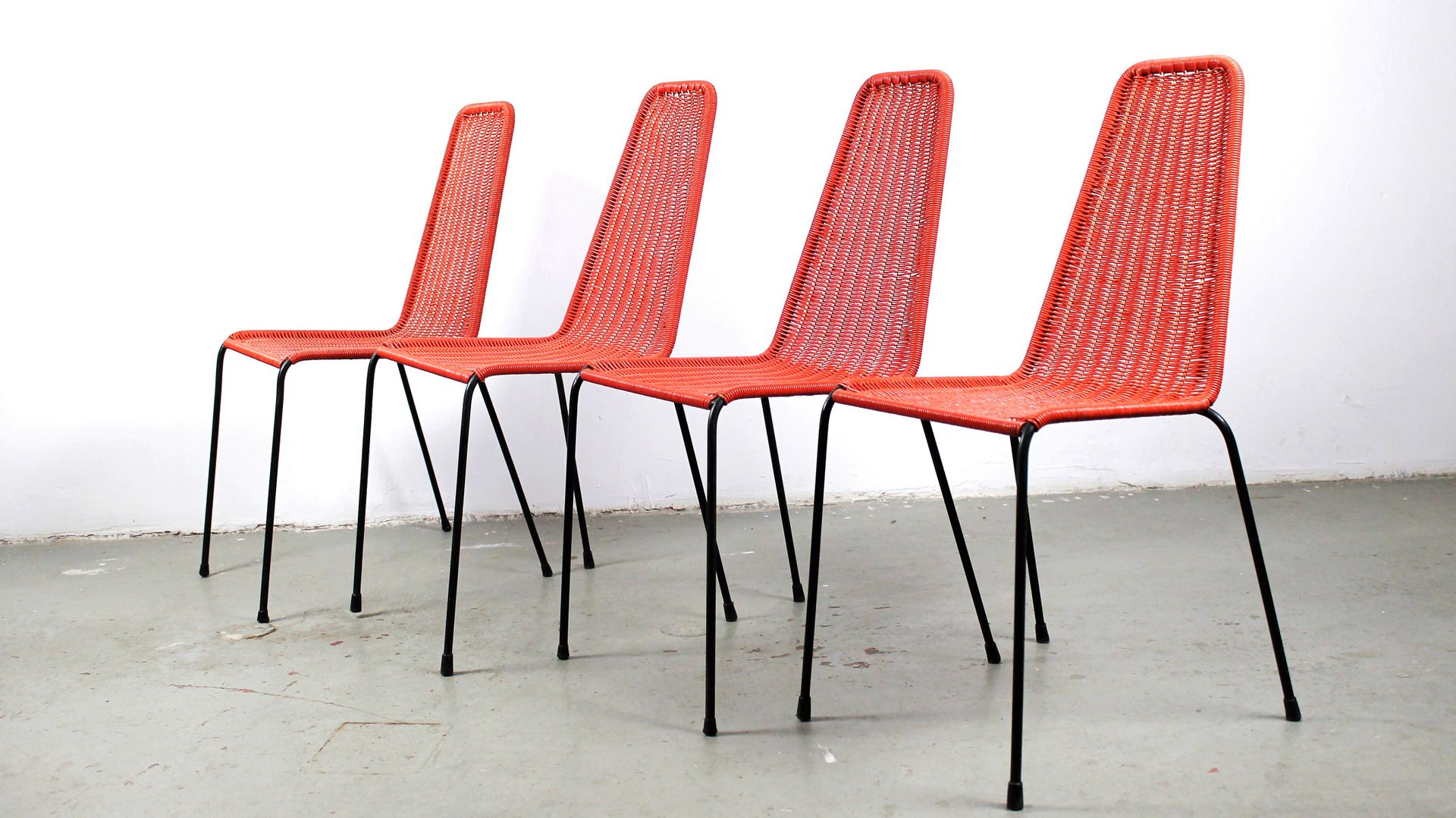 Sedie da esterno mid century intrecciate, italia, set di 4 in ... Sedute da esterno