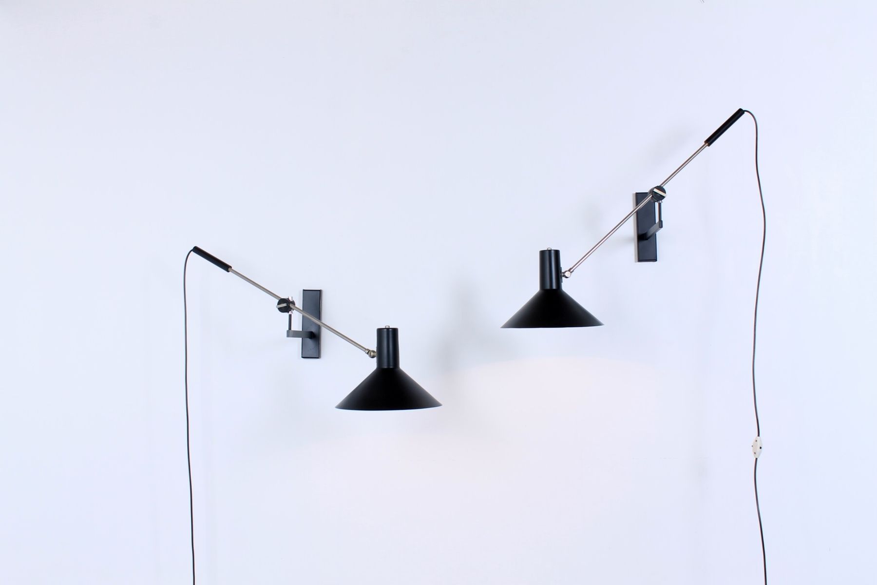 Dutch Vintage Black Wall Counter Balance Lights By J M Dutch Vintage Black Wall Counter Balance Lights By J M Hoogervorst For Anvia Set Of 2