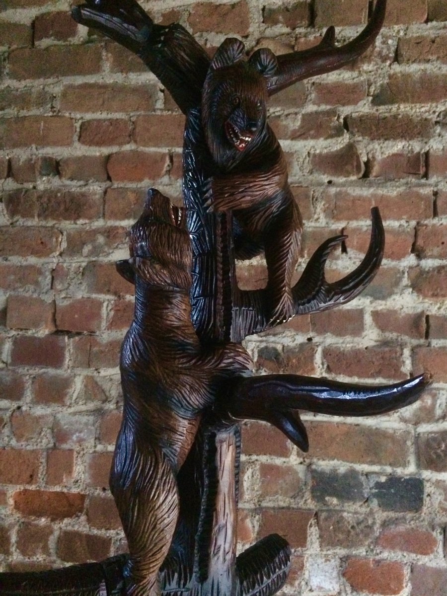 Antique Carved Wooden Bears Coat Rack for sale at Pamono