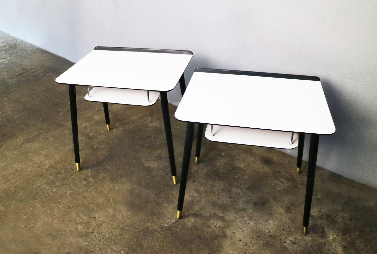 Mid Century White And Black Bedside Tables 1960s Set Of 2 For Price Per Piece