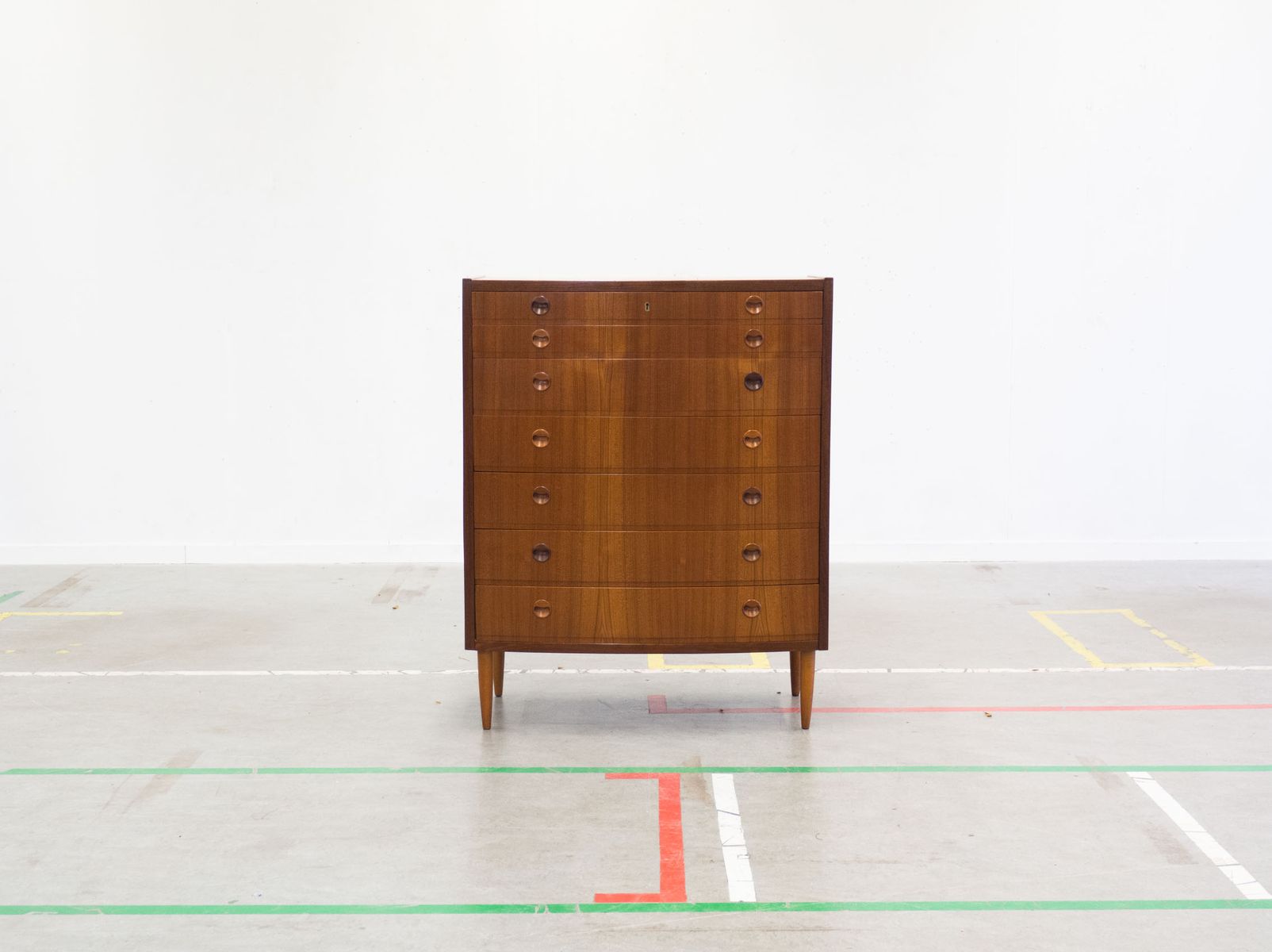 Vintage Teak Veneer Tall Boy Chest Of Drawers For Sale At Pamono