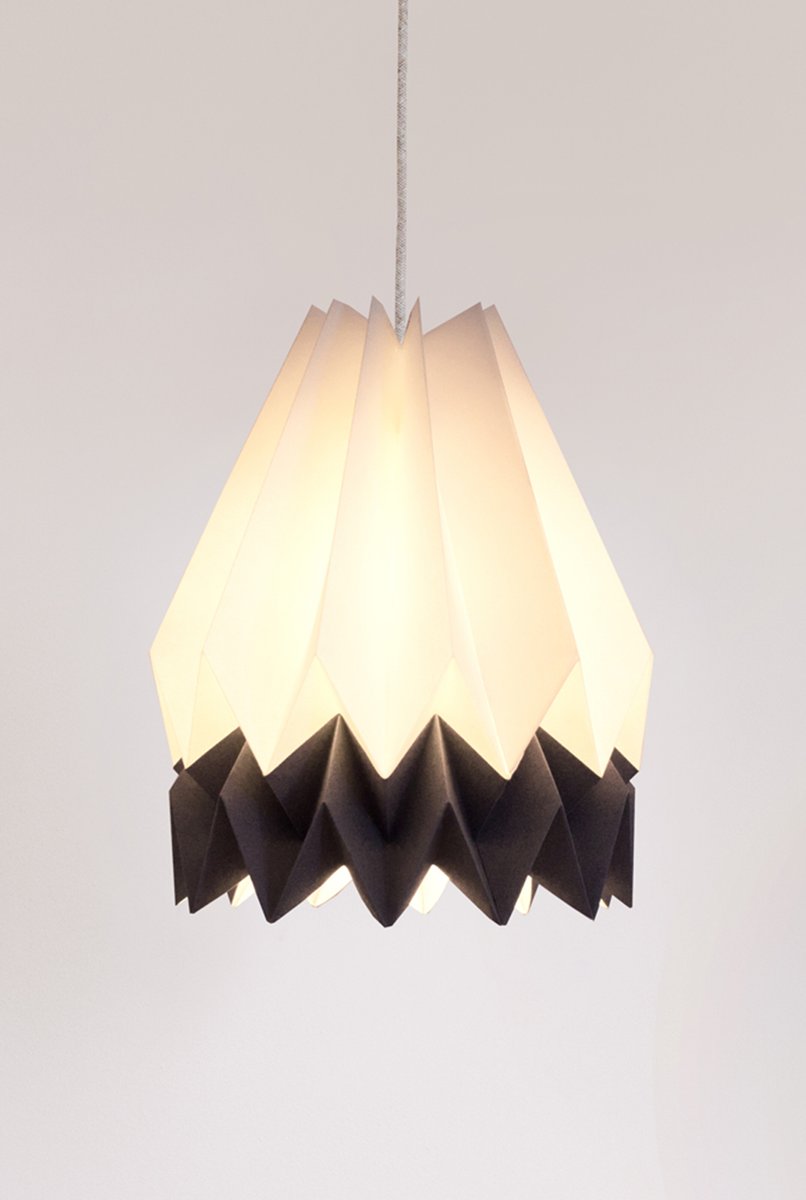 Polar White Origami Lamp With Alpine Grey Stripe By Orikomi For Polar White Origami Lamp With Alpine Grey Stripe By Orikomi
