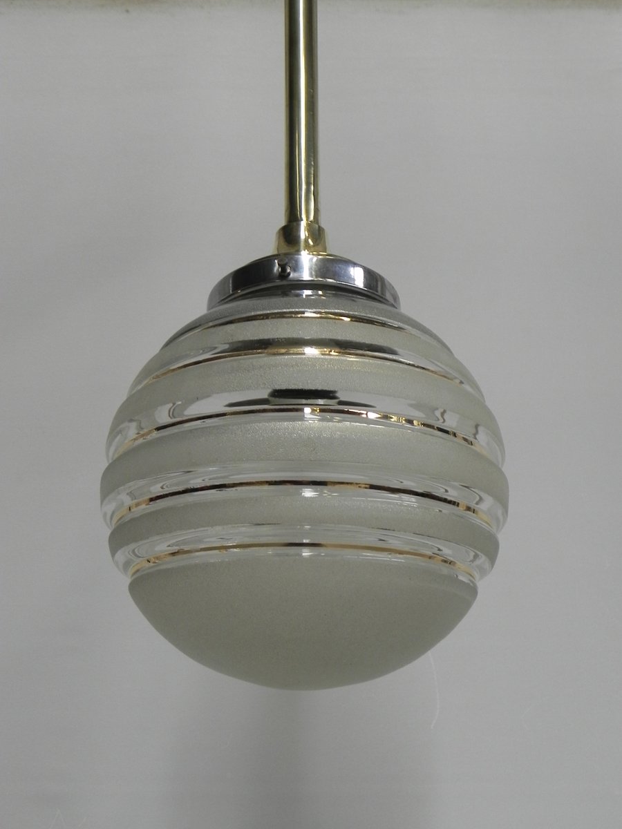 Art Deco Hanging Lamp With Glass Globe Brass Ar For At Art Deco Hanging Lamp With Glass Globe Brass Ar 9 324 00 Per Piece