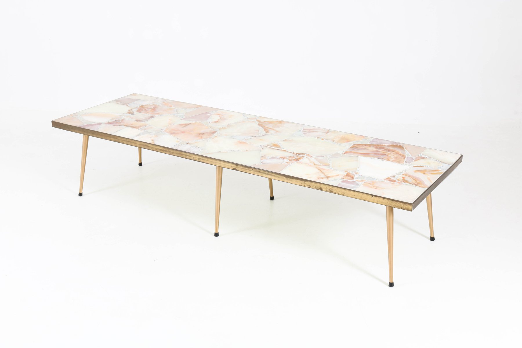 Large Italian Mid Century Modern Coffee Table With Onyx Top 1950s Large Italian Mid Century Modern Coffee Table With Onyx Top 1950s