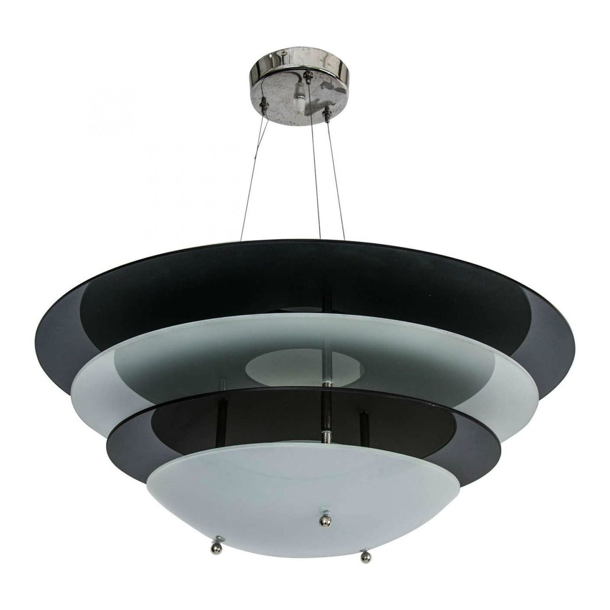 Vintage Chandelier With Black And White Discs By Gino Sarfatti For Vintage Chandelier With Black And White Discs By Gino Sarfatti For Arteluce