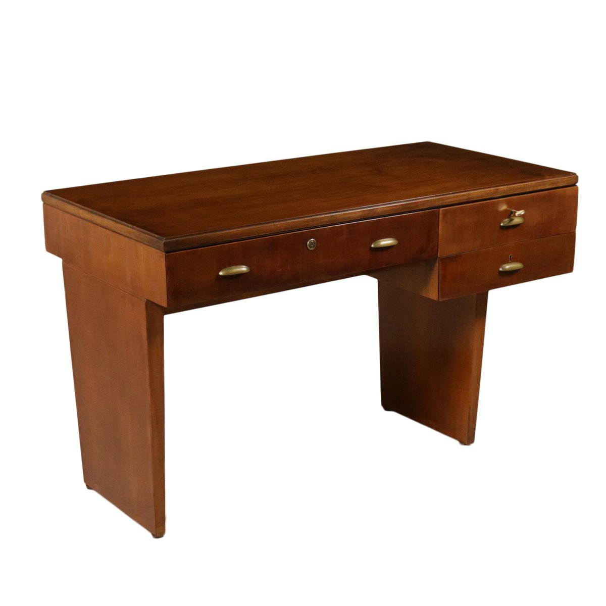 Italian Walnut Veneer Br Desk With Drawers 1950s For At Italian Walnut Veneer Br Desk With Drawers 1950s