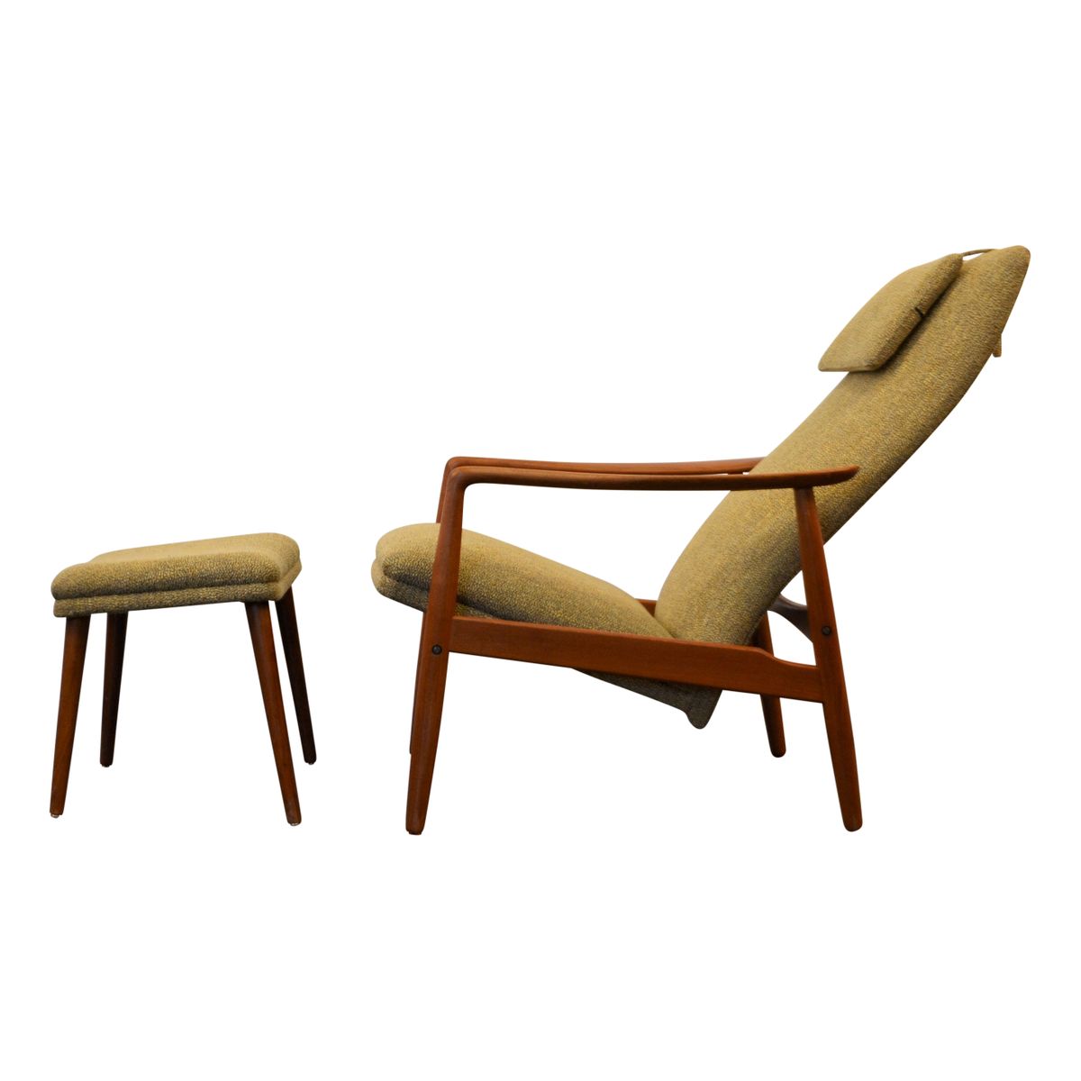 Vintage teak lounge chair & footstool by søren ladefoged for sl ... Rattan lounge møbler