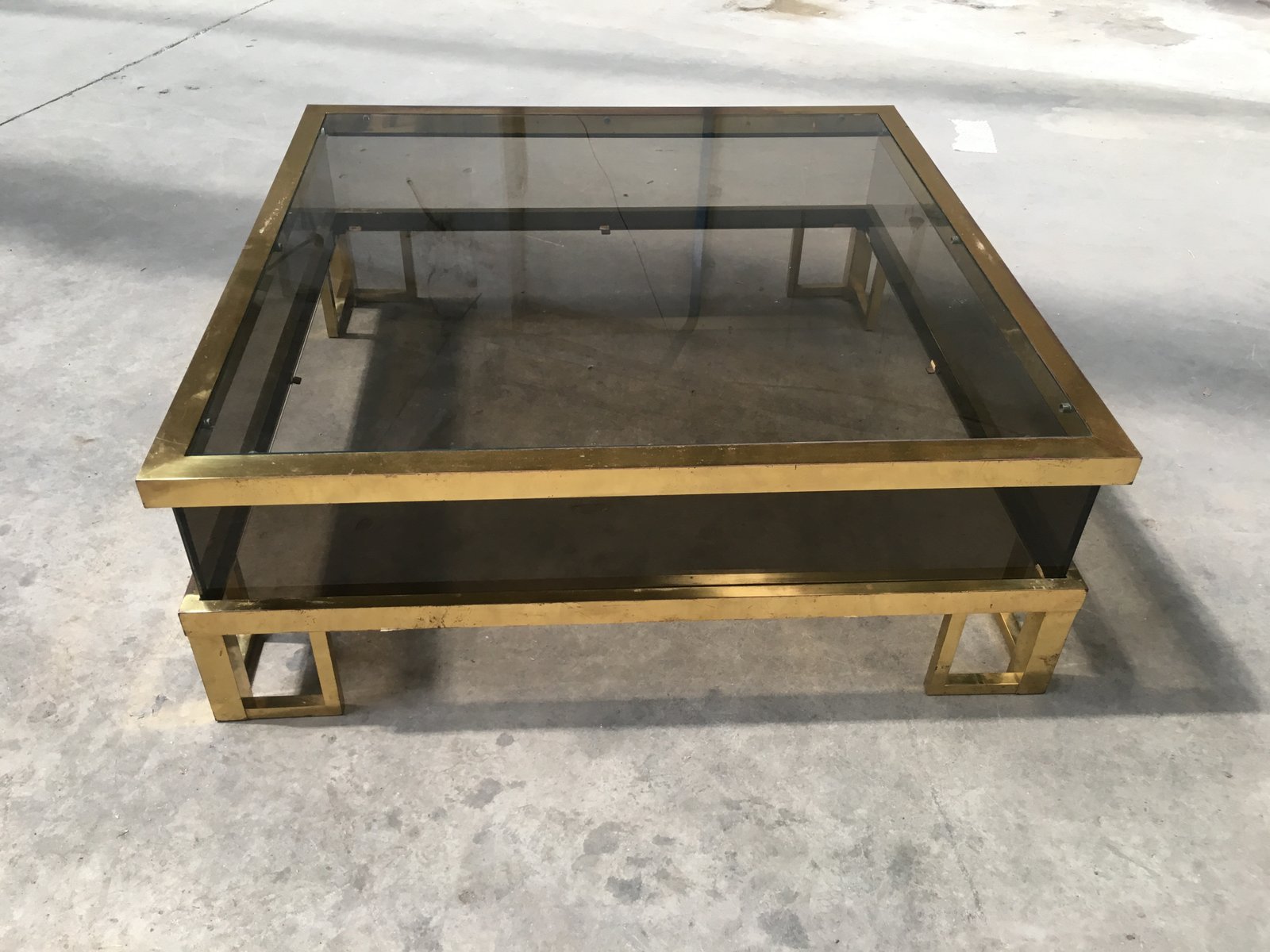 Vintage French Brass Coffee Table With Sliding Glass Top Vintage French Brass Coffee Table With Sliding Glass Top