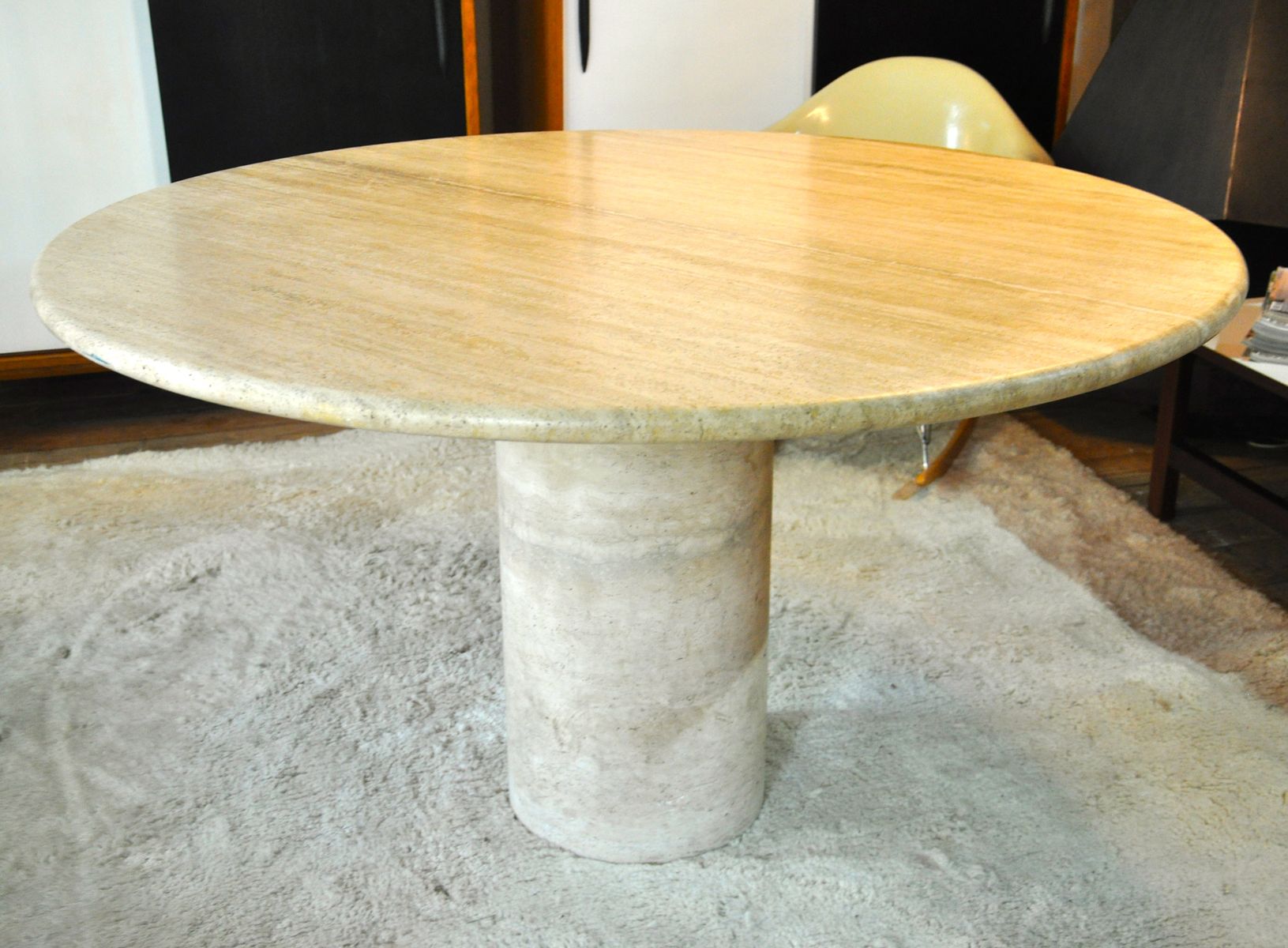 Vintage Italian Travertine Dining Table