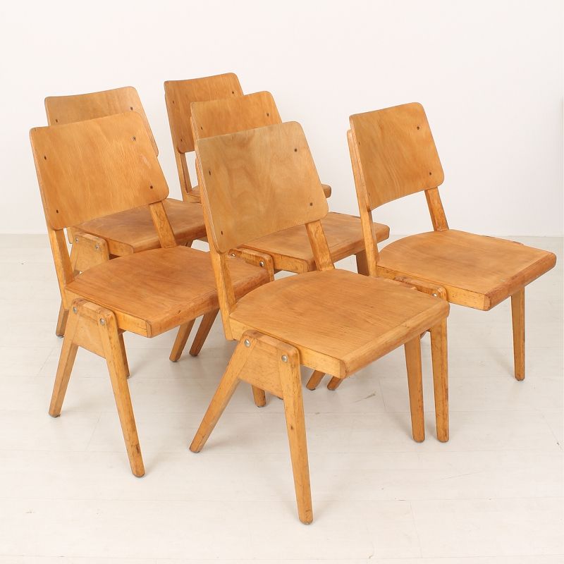 Vintage Stacking Chairs, Set of 6 for sale at Pamono