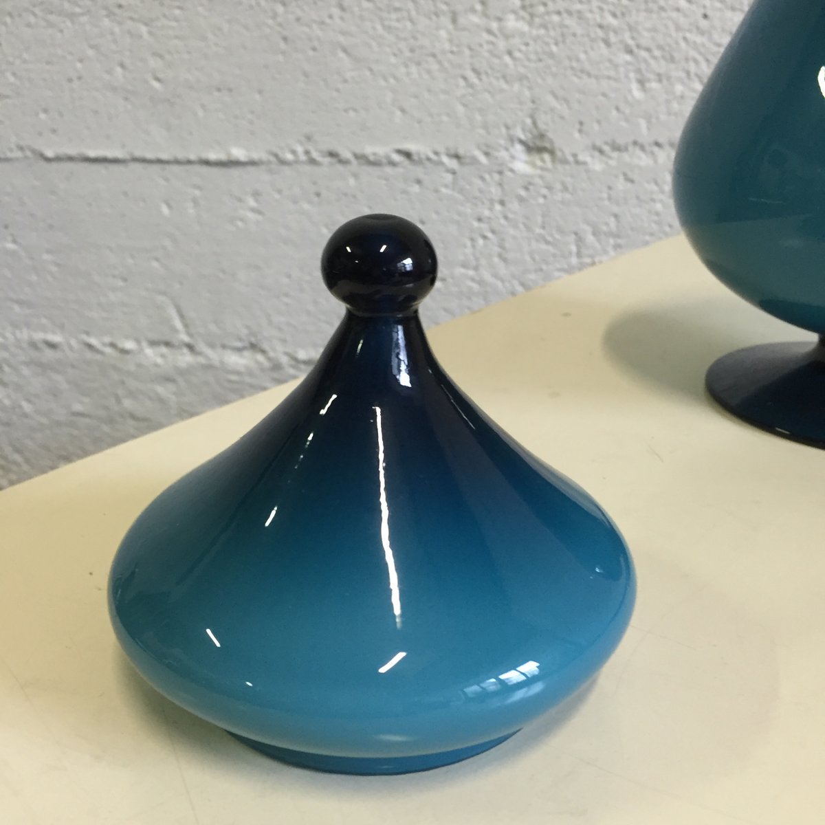 Vintage Blown Glass Vase with Lid for sale at Pamono