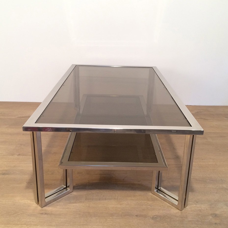 Chrome Smoked Glass Coffee Table For At Pamono Chrome Smoked Glass Coffee Table 11 1 976 00 Per Piece