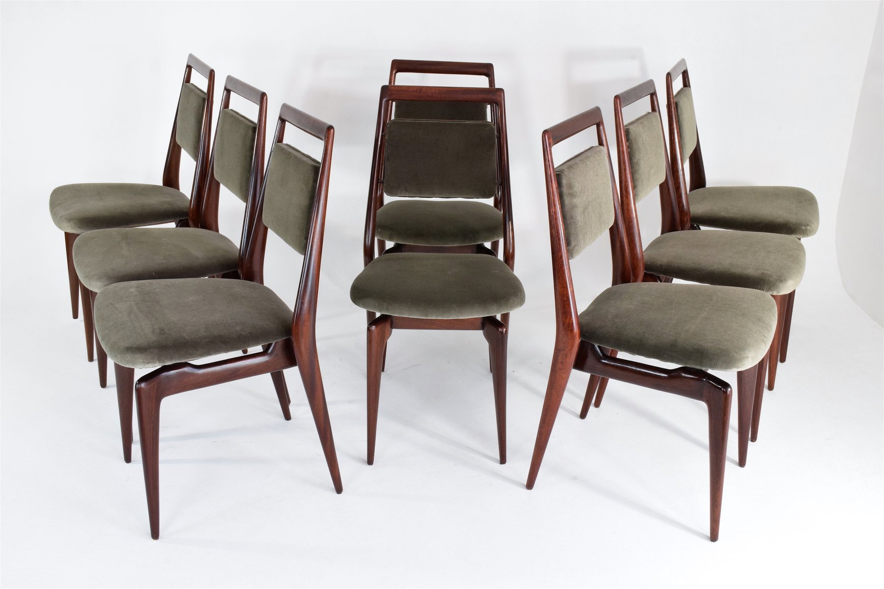 Velvet Dining Chairs Part - 38: Mid-Century Italian Velvet Dining Chairs, Set Of 6 For Sale At Pamono
