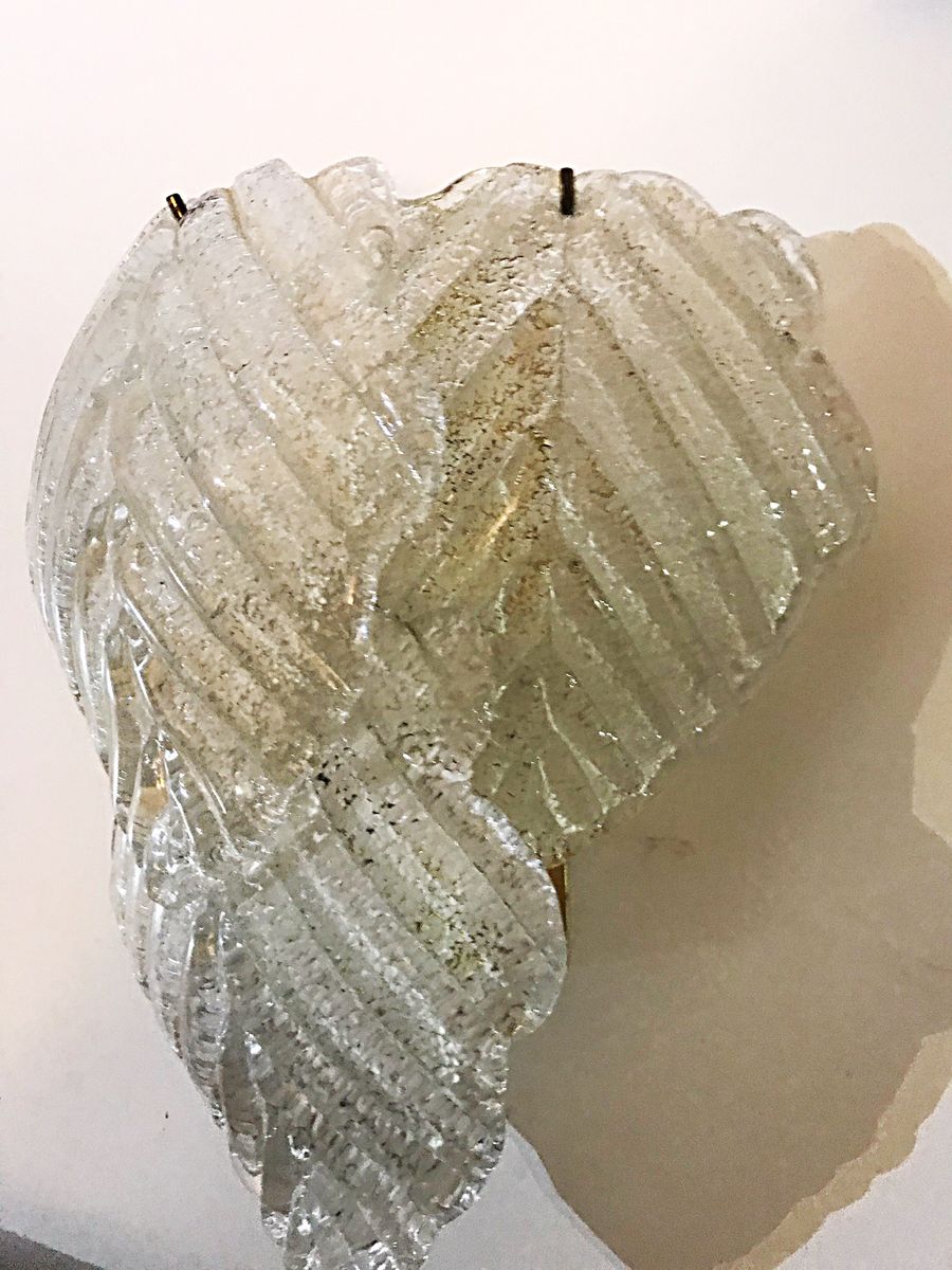 Italian Murano Ice Glass Leaf Chandelier From Mazzega 1960s For Italian Murano Ice Glass Leaf Chandelier From Mazzega 1960s